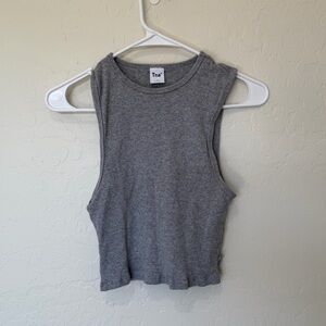TNA Heather Gray Ribbed Cropped Muscle Tank